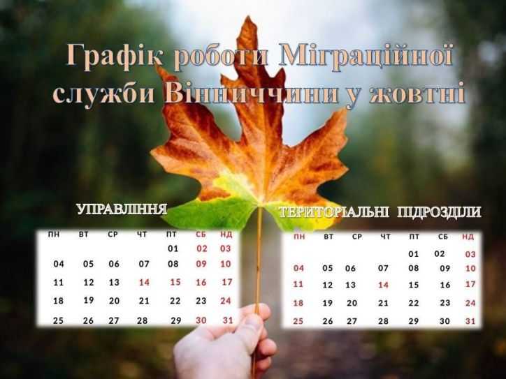 Графік роботи УДМС України у Вінницькій області в святкові дні