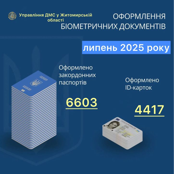 Інфографіка щодо кількості оформлених документів на Житомирщині
