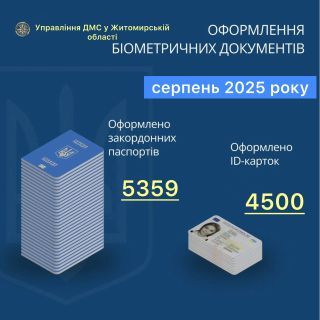 Інфографіка щодо кількості оформлених документів на Житомирщині